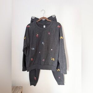Old Navy Floral Embroidered Sweatshirt and Pants Set